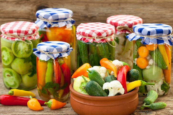 pickled vegetables in a jar
