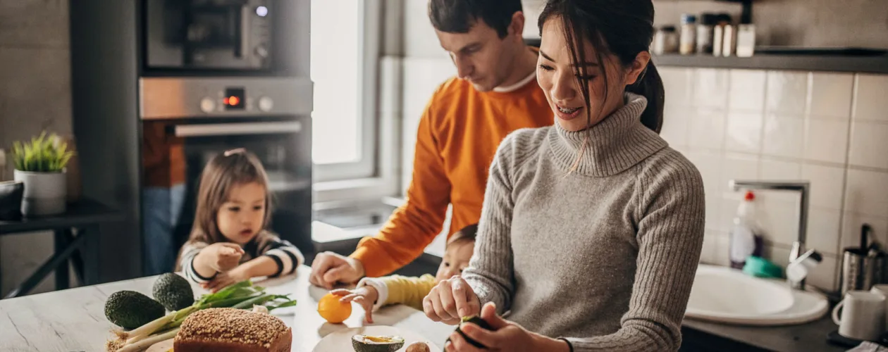 family preparing dinner
