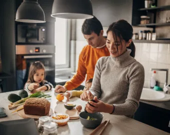 family preparing dinner