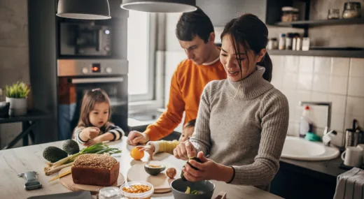 family preparing dinner