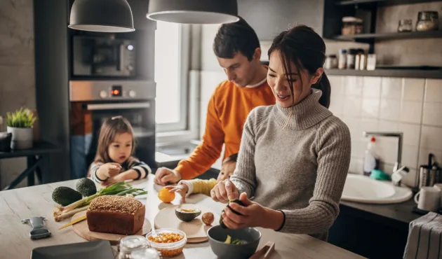 family preparing dinner